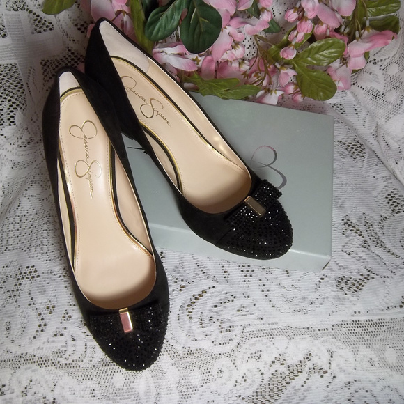Jessica Simpson Shoes - Jessica Simpson Sammi Black Microsuede Wedges